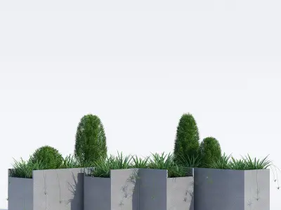 California set of concrete planters 3D model