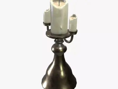 Medieval Candle V03 Low-poly 3D model