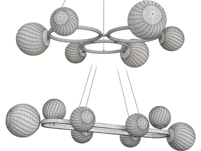 SILVANA Collection chandelier made of brass and glass balls Low-poly 3D model