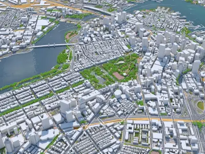 Boston Downtown Massachusetts USA Low-poly 3D model