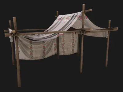 Large trade fair Ukrainian tent stall Low-poly 3D model