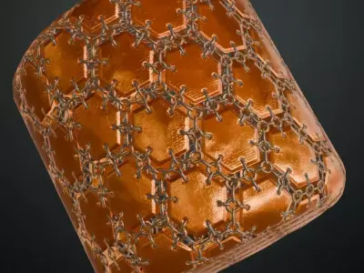 Orange Metal Mesh Transparent PBR Seamless Texture