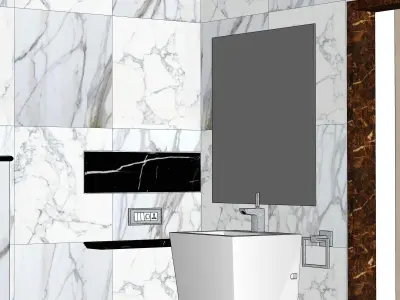 WASHROOM 1 bathroom with marble floors and walls 3D model