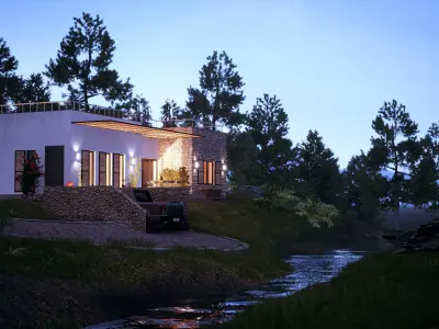 House Model with Night Scene - Twinmotion 2020 3D model