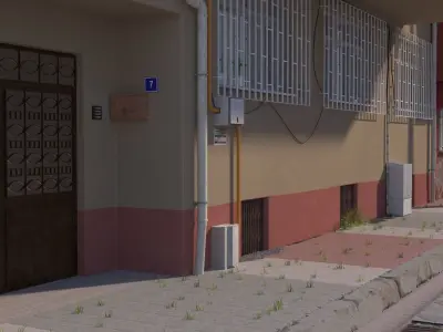 Neighborhood 3d Model street with buildings 3D model