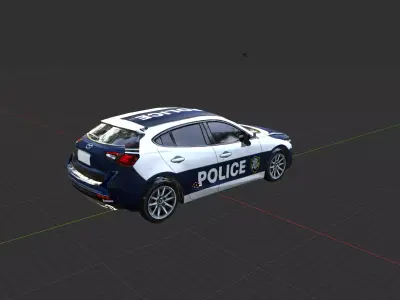 Low Poly Modern Police Hatchback Low-poly 3D model