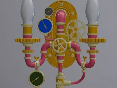 Steampunk Wall Lamp 1 3D model