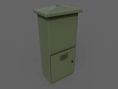 PBR Electric Box DarkGreen V4 Low-poly 3D model