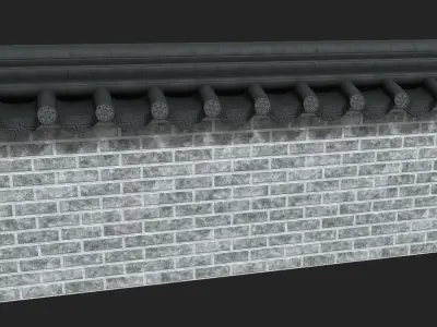Korean Traditional Hanok Wall 01 Low-poly 3D model