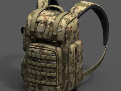 Backpack military combat soldier armor scifi  Low-poly 3D model
