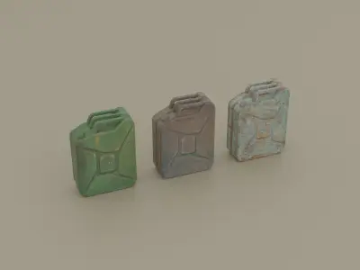 Containers Barrels Boxes Jerrycans Low-poly 3D model