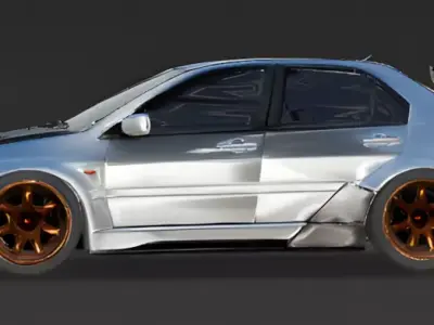 Silver Street Performance Sedan 3D Model Low-poly 3D model