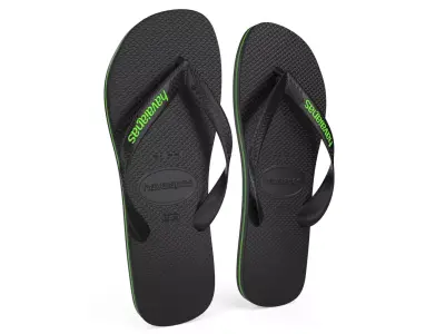Black and Green Havaianas - Realistic Flip Flops Low-poly 3D model