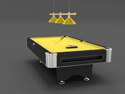 8 Ball Pool Table Setting Yellow 3D model