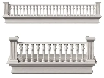 Classical Balcony With Marble Baluster Detailing 3D model