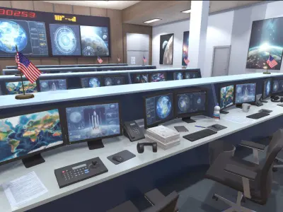 Mission Control Center Low-poly 3D model