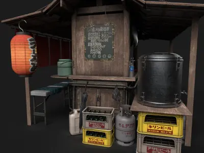 Ramen Food Cart Low-poly 3D model