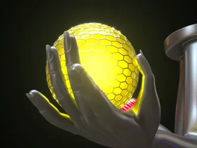 Chandelier hand holding two colorful balls 3D model