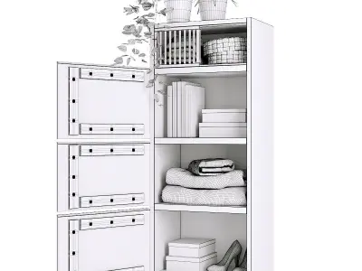 Wardrobe with 3 oak doors BILBAO La redoute 3D model