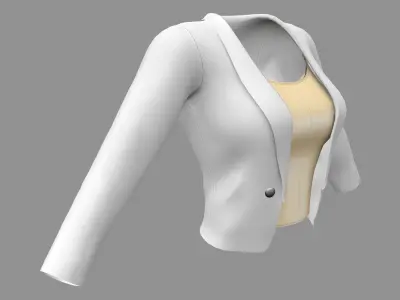 Elegant White Business Jacket And Tshirt Low-poly 3D model