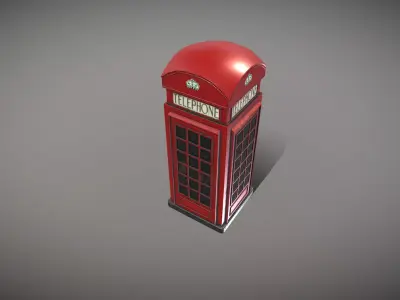 Red Telephone Box Low-poly 3D model