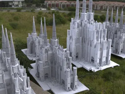 Victorian architecture Halloween collection Kit bash 3D model