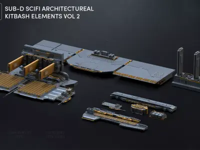 10 SUBD Scifi Architectural Kitbash Vol 2 3D model