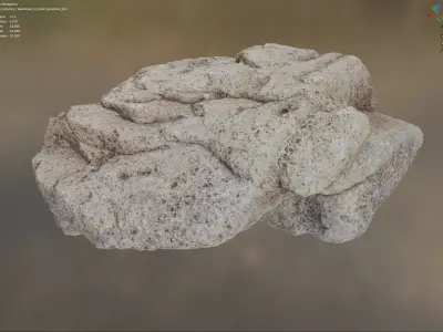Large Grained Sandstone - 8K Textures - 7 Mesh Resolutions Low-poly 3D model