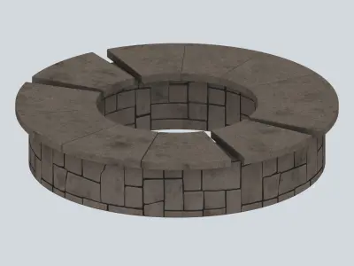 Furniture Outdoor benches Curved Stone Bench Low-poly 3D model