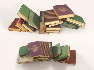 Scattered books on the floor set 4 3D model