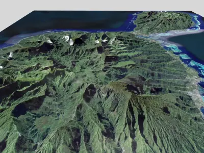 Tahiti island in French Polynesia 3D model