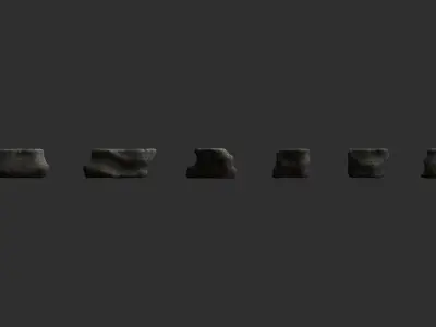 Short Flat Rocks - Cave Low-poly 3D model