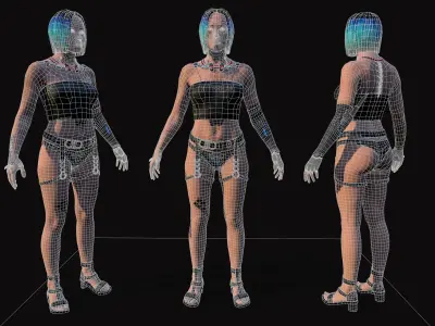 Cyberpunk Girl Low-poly 3D model