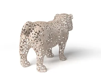 Bulldog Voronoi Low-poly 3D model