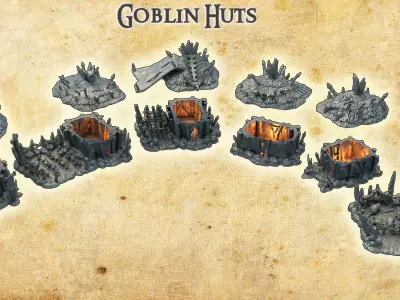 Goblin Huts Tabletop Terrain 28 MM 3D print model