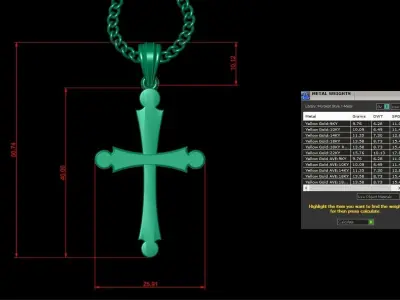 Light Gold 18K Cross Pendant 1CP027 3D print model