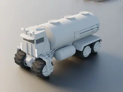 Lowpoly Scifi Vehicle Truck KitBash Low-poly 3D model