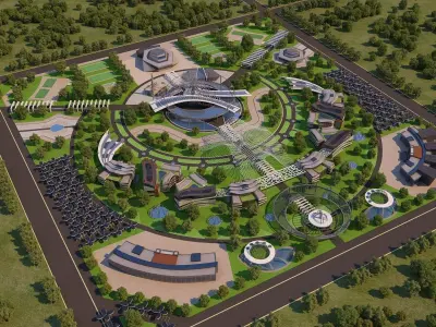 0016 - Futuristic City - 2021 - 04 - 2Ds Plans - 3Ds Files 3D model