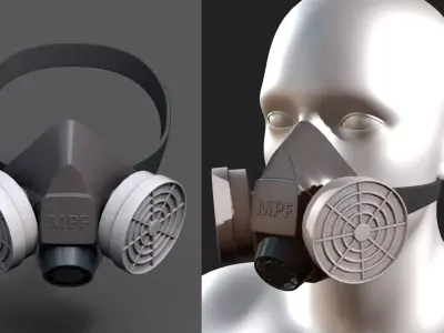 Gas mask protection futuristic fantasy human  Low-poly 3D model