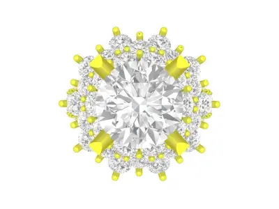 Luxury Round Halo Cluster Diamond Ring with Elevate Setting 7303 3D print model