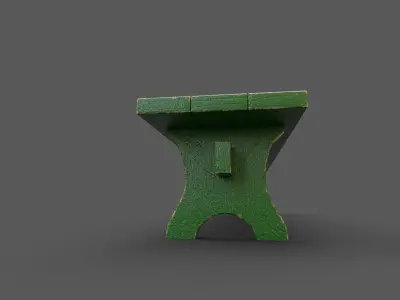 School Bench Low-poly 3D model