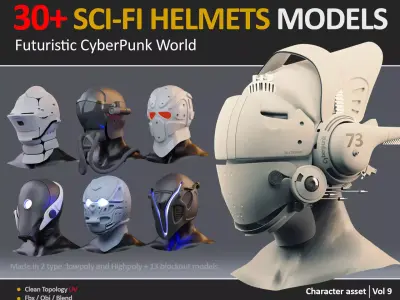 30 SCI-FI HELMET MODELS  VOL9 Low-poly 3D model
