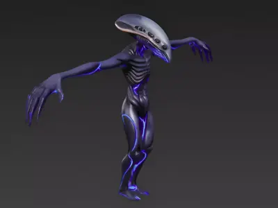 Alien creature in T-pose 3D model