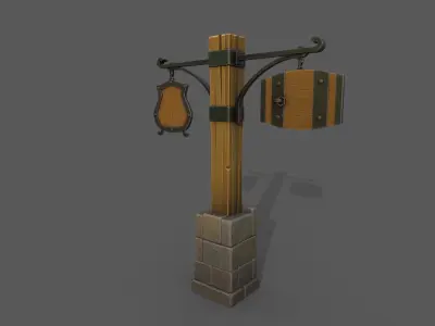 Signboards Low-poly 3D model