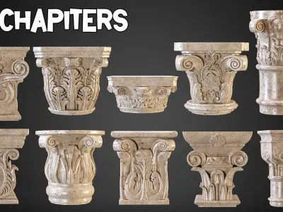 20 Chapiters  Legs  45 Ornamental Alpha Brushes Tutorials  Vol 9 Low-poly 3D model