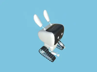 Cute Robot 01 - White 04 Faces - Character Design Fashion Low-poly 3D model