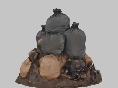 Trash Pile Garbage Bags Low-poly 3D model
