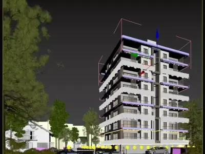 Modern  Apartment  White Facade 3d Scene 3D model