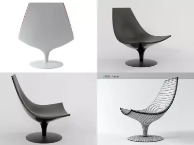 A four different chairs with design 3D model