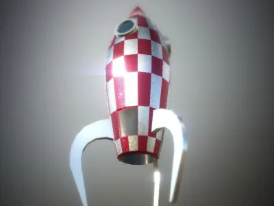 Low Poly Space Rocket PBR painted Low-poly 3D model